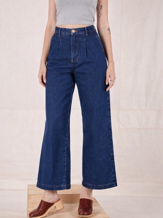 Big Bud Press Pants - Big Bud Press Wide Leg Trousers Women’s Medium Petite Indigo Dark Wash Retro